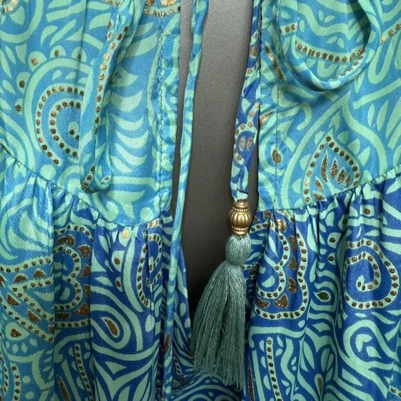 Sunny Oceans Long Glitter Floral Beach Wrap Dress Size L Large - Picture 7 of 7